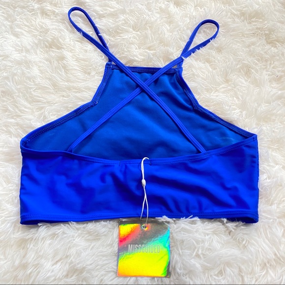 Missguided Cobalt Blue High Neck Bikini Top 6 - Picture 8 of 11